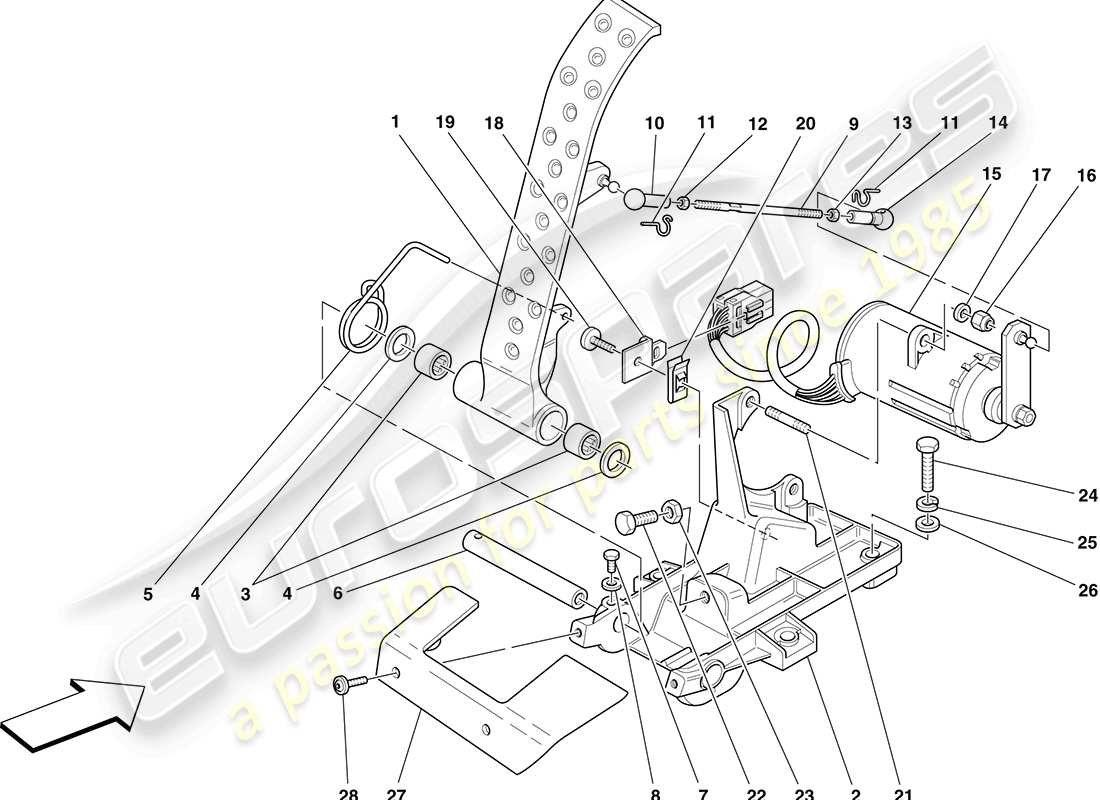 ferrari f430 coupe (rhd) electronic accelerator pedal parts diagram