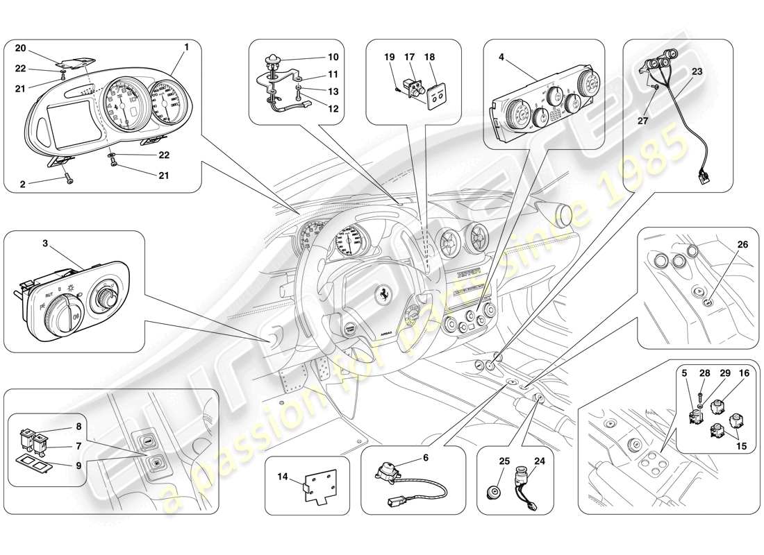 ferrari 599 sa aperta (europe) instrumentation parts diagram