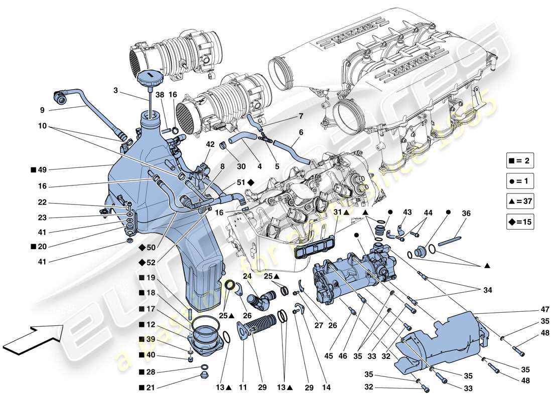 ferrari 458 speciale aperta (usa) lubrication system: tank, pump and filter parts diagram