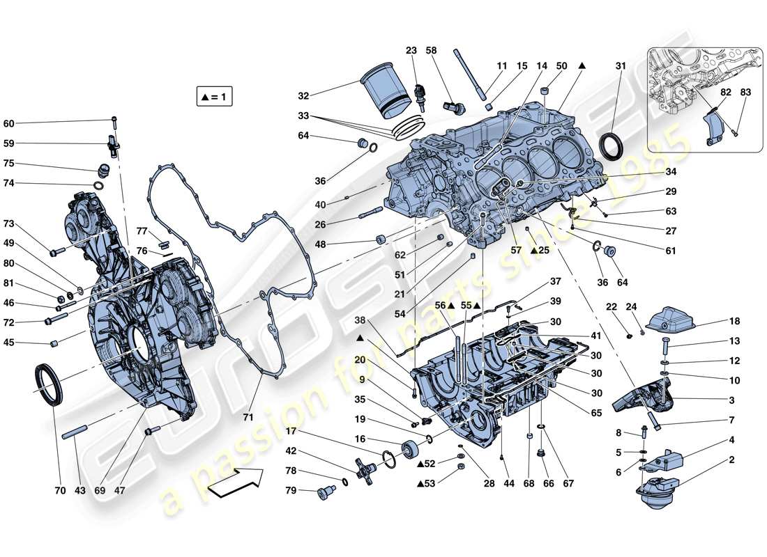 ferrari 488 spider (usa) crankcase part diagram