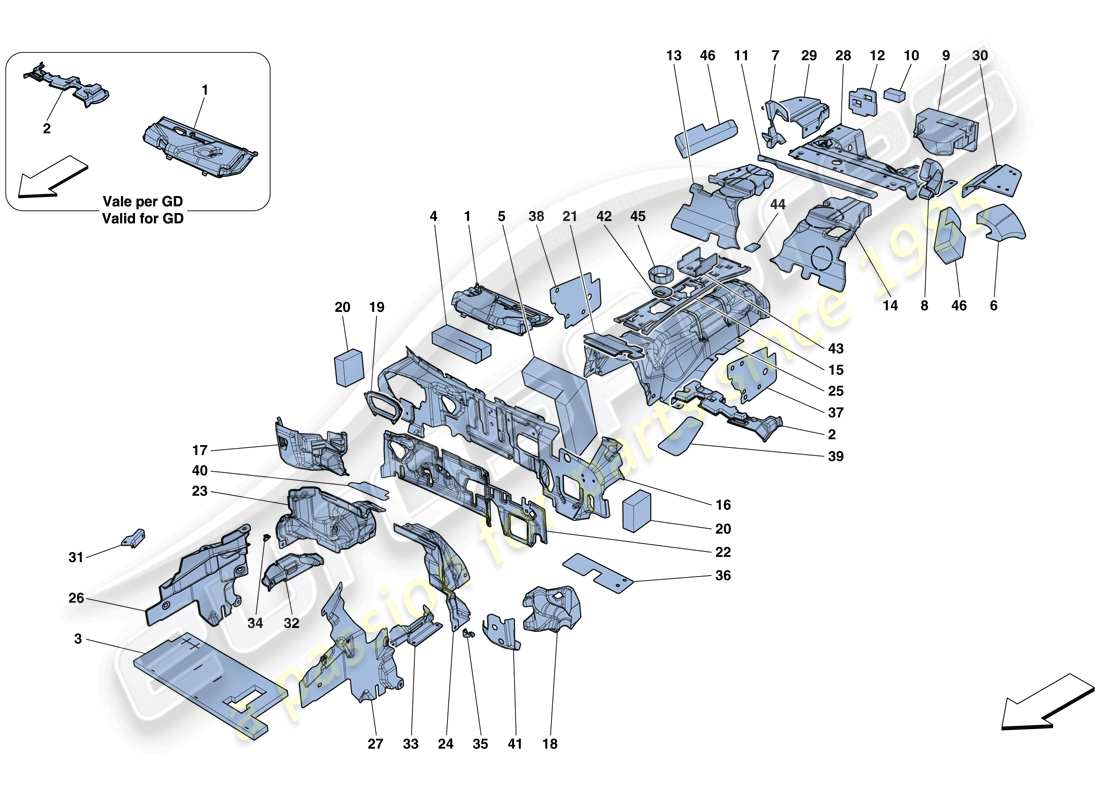 ferrari 812 superfast (europe) insulation parts diagram