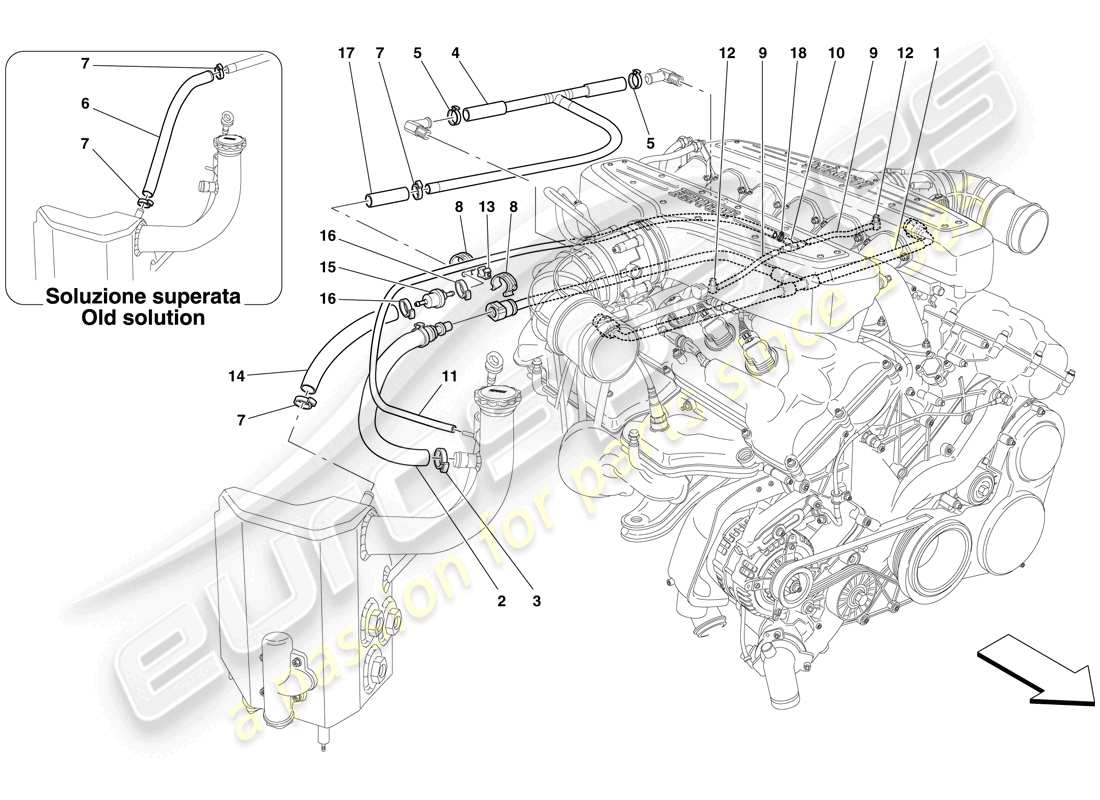 ferrari 599 gtb fiorano (rhd) blow-by system part diagram