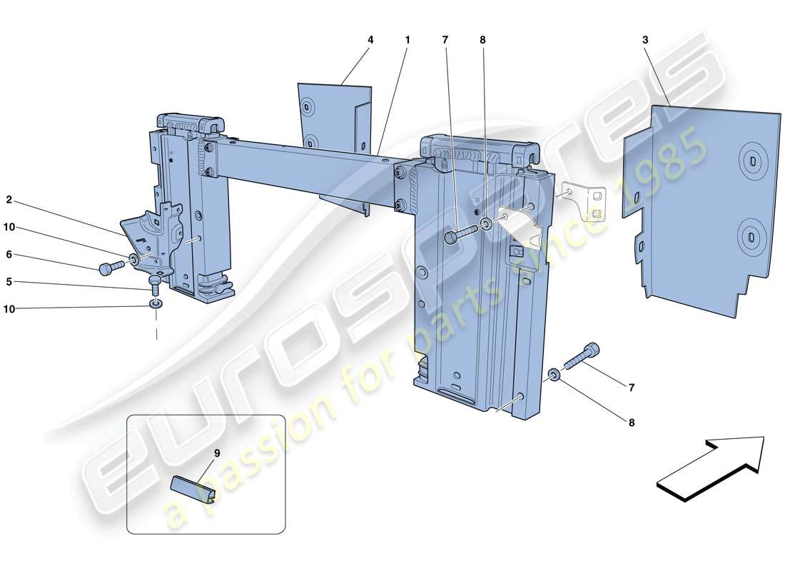 ferrari california t (usa) electric roof: rollbar and accessories part diagram