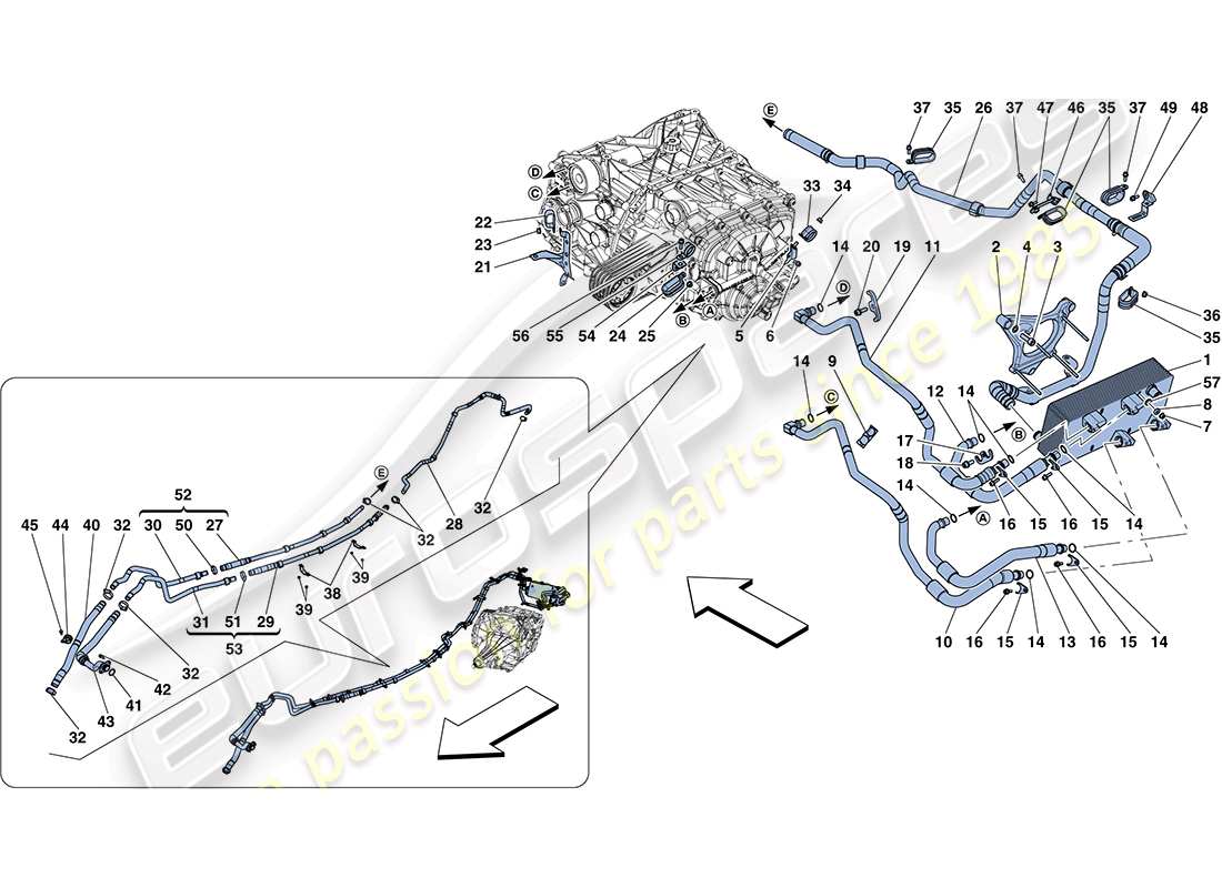 ferrari ff (europe) gearbox oil lubrication and cooling system part diagram