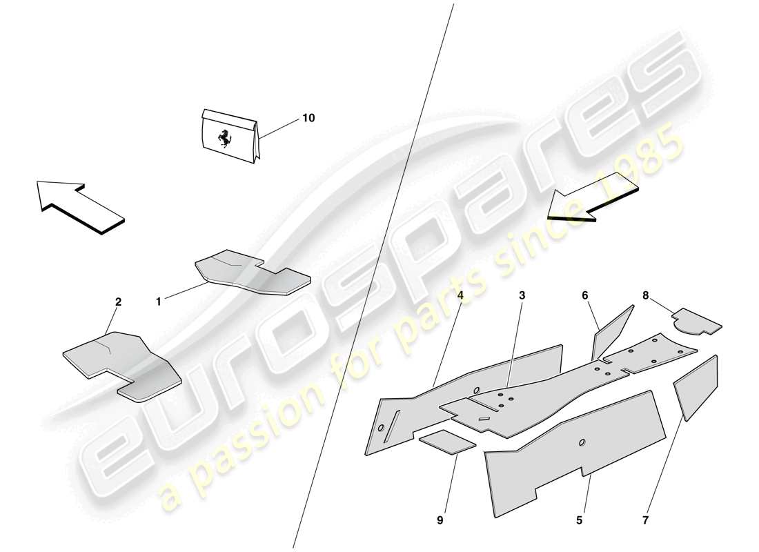 ferrari 599 gto (rhd) passenger compartment insulation part diagram