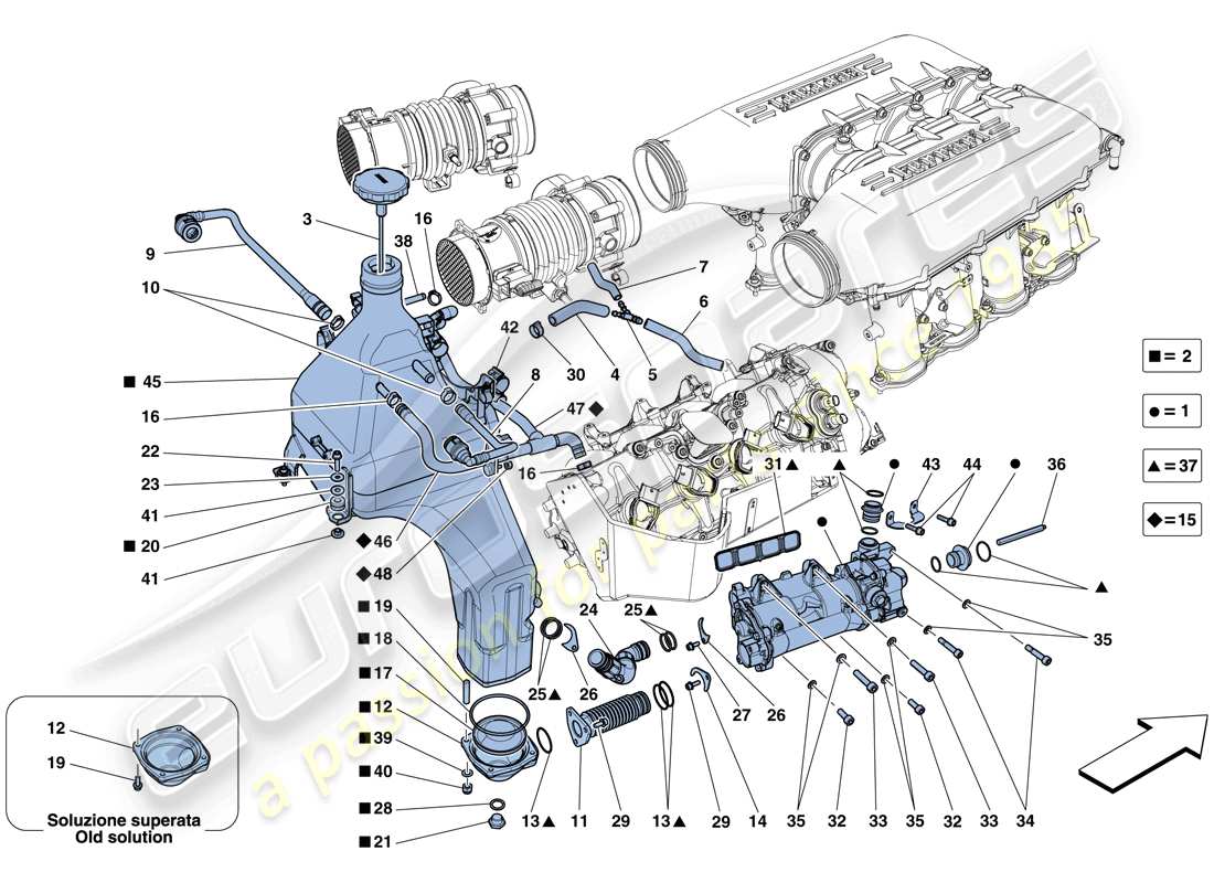 ferrari 458 italia (usa) lubrication system: tank, pump and filter parts diagram