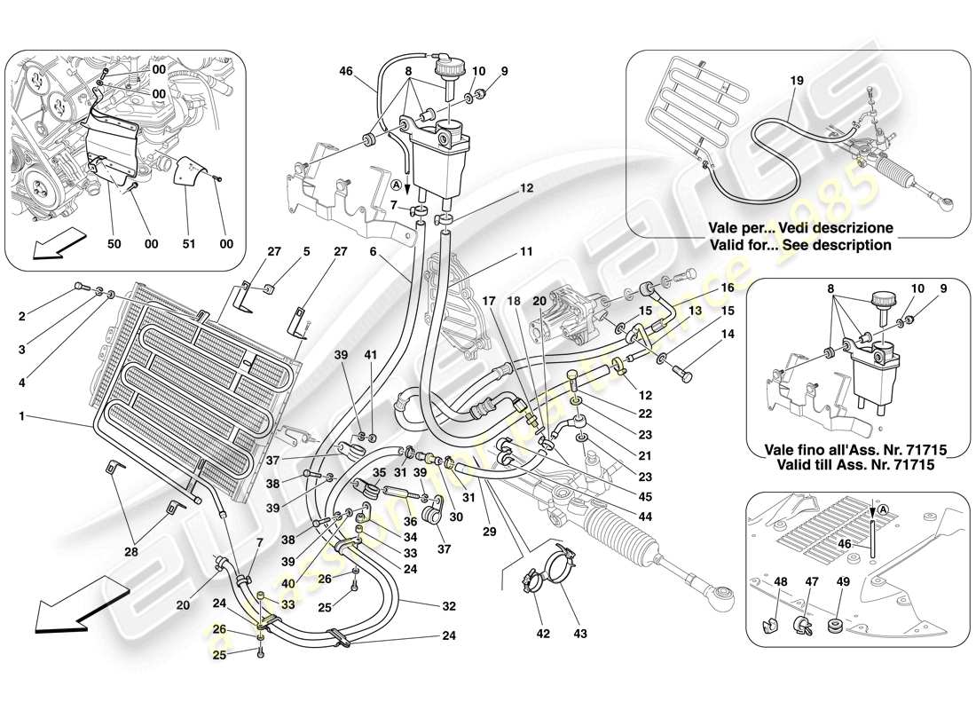 ferrari 612 sessanta (rhd) hydraulic fluid reservoir for power steering system and coil part diagram