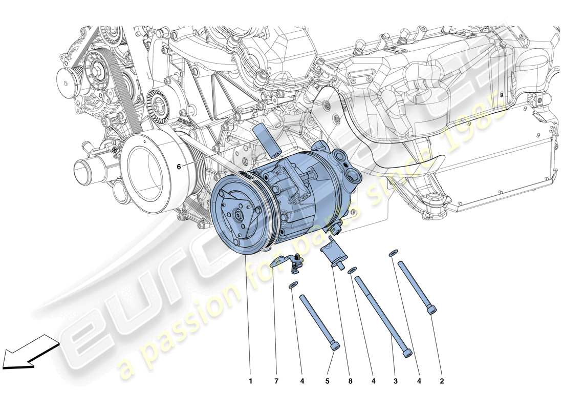 ferrari 812 superfast (rhd) ac system compressor part diagram