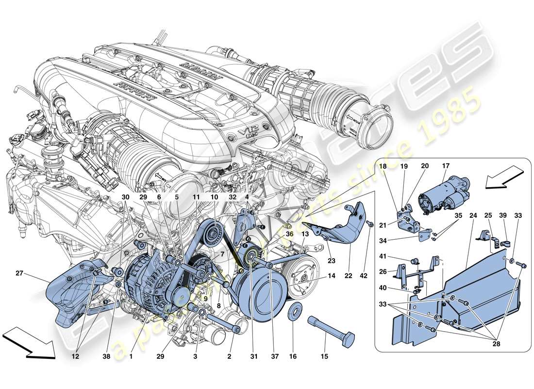 ferrari 812 superfast (usa) alternator - starter motor parts diagram