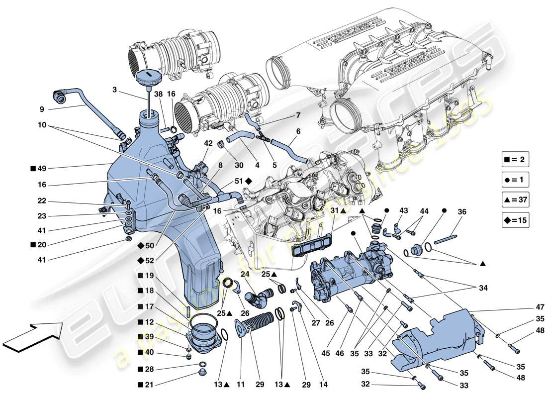 ferrari 458 speciale aperta (rhd) lubrication system: tank, pump and filter part diagram