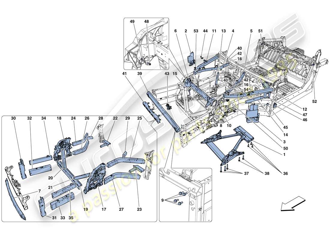 ferrari 812 superfast (europe) structures and elements, front of vehicle parts diagram