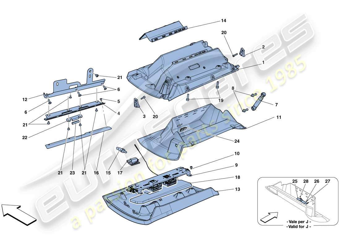 ferrari f12 berlinetta (rhd) glove compartment parts diagram
