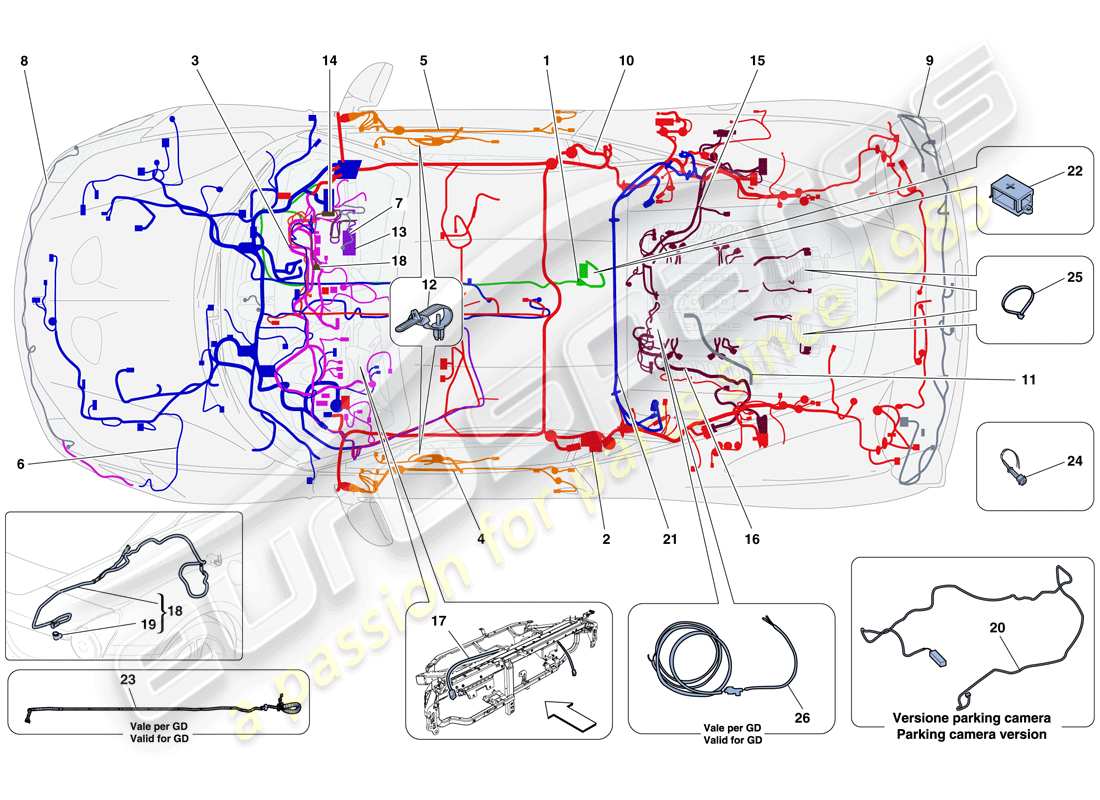 ferrari 458 speciale (usa) main wiring harnesses parts diagram