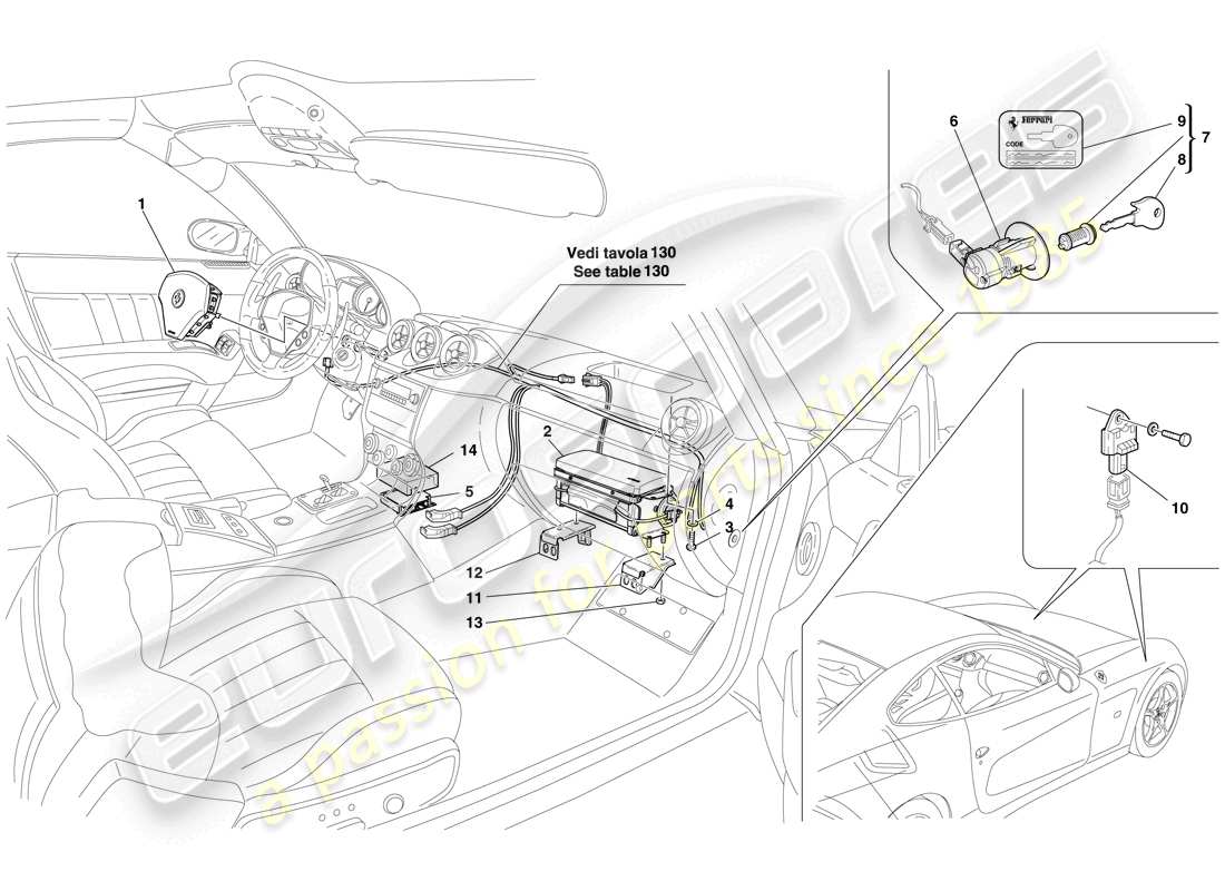 ferrari 612 sessanta (europe) airbag parts diagram