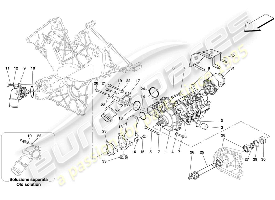 ferrari 599 gtb fiorano (rhd) oil / water pump parts diagram