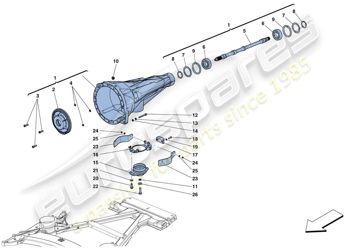 ferrari 812 superfast (rhd) transmission housing parts diagram