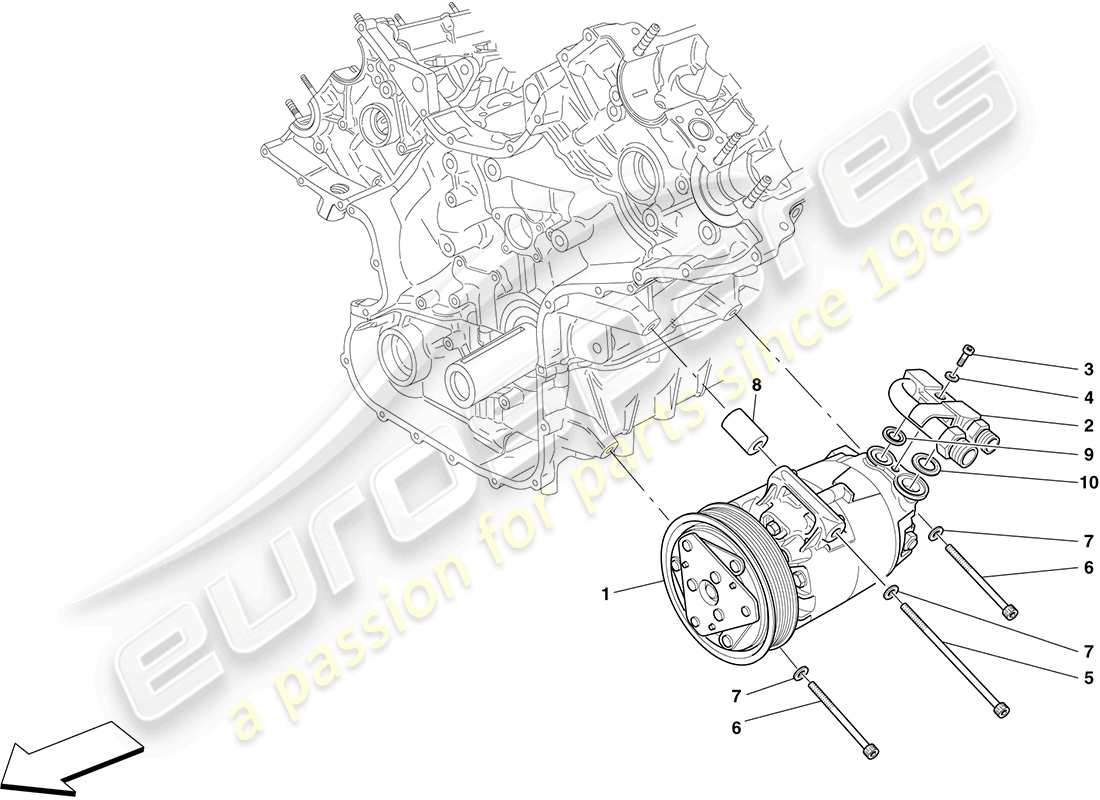 ferrari f430 coupe (usa) ac system compressor parts diagram