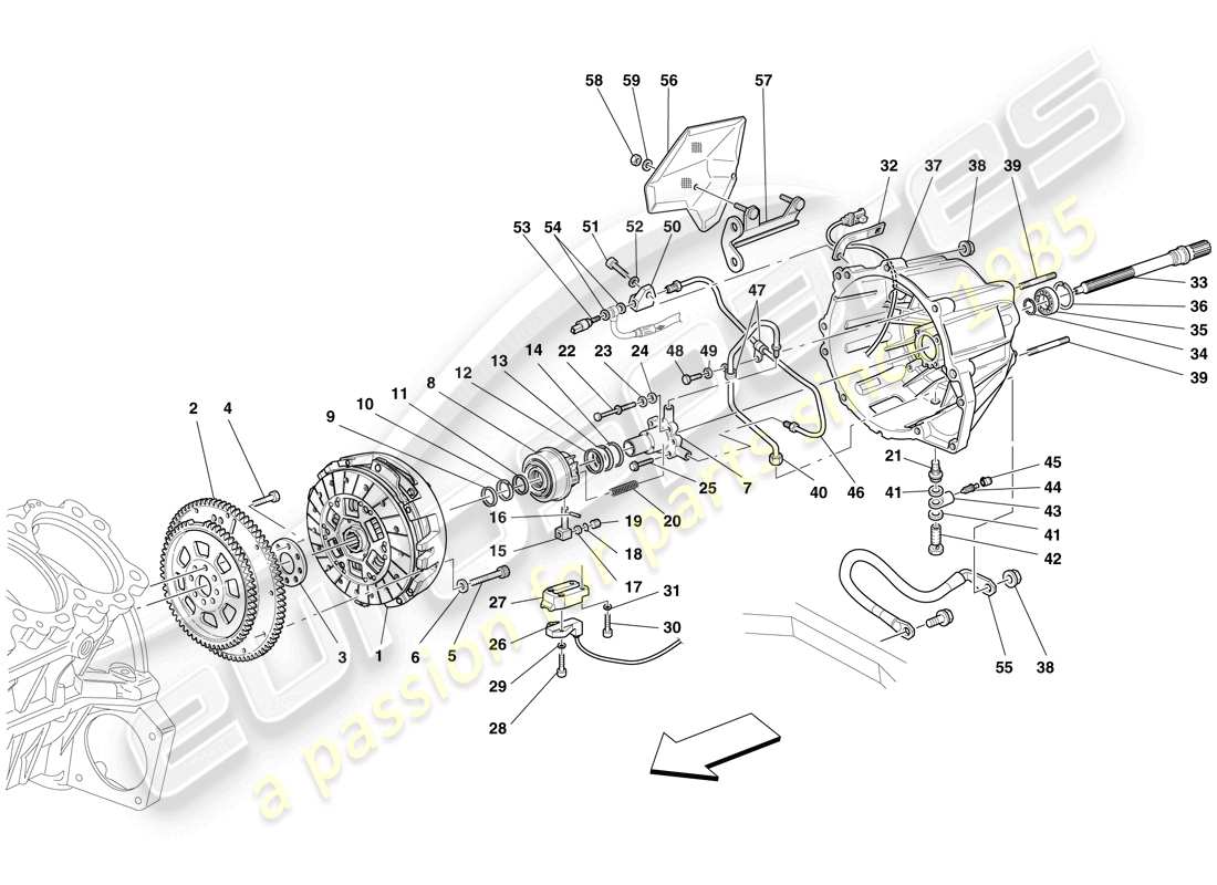 ferrari 599 gto (rhd) clutch and controls part diagram