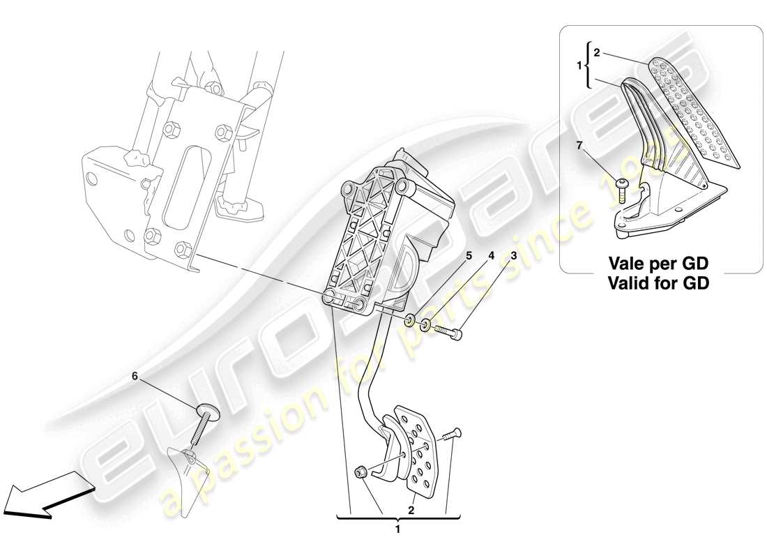 ferrari 599 gto (rhd) electronic accelerator pedal part diagram