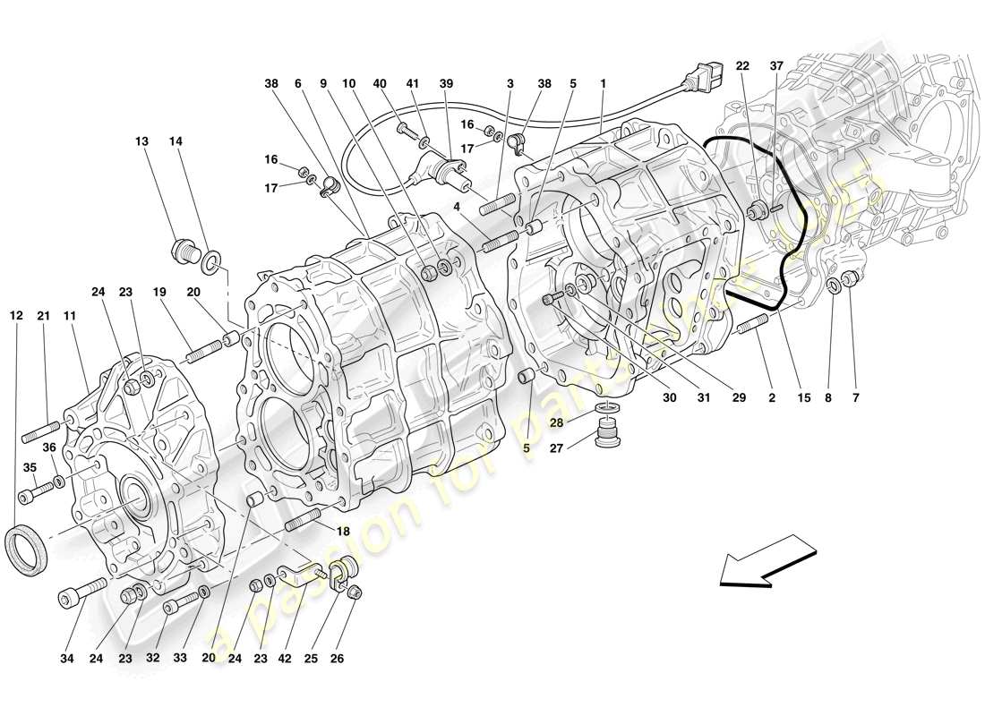 ferrari 599 gto (europe) gearbox housing parts diagram