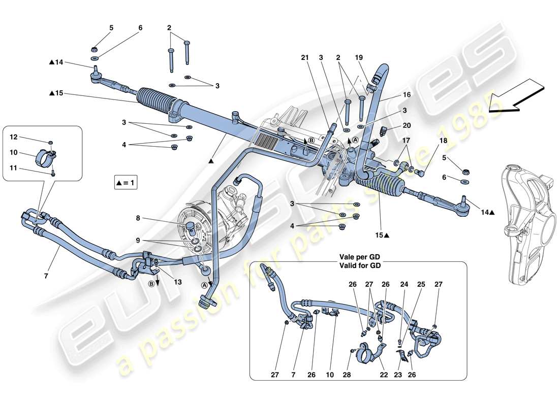 ferrari f12 berlinetta (europe) hydraulic power steering box parts diagram