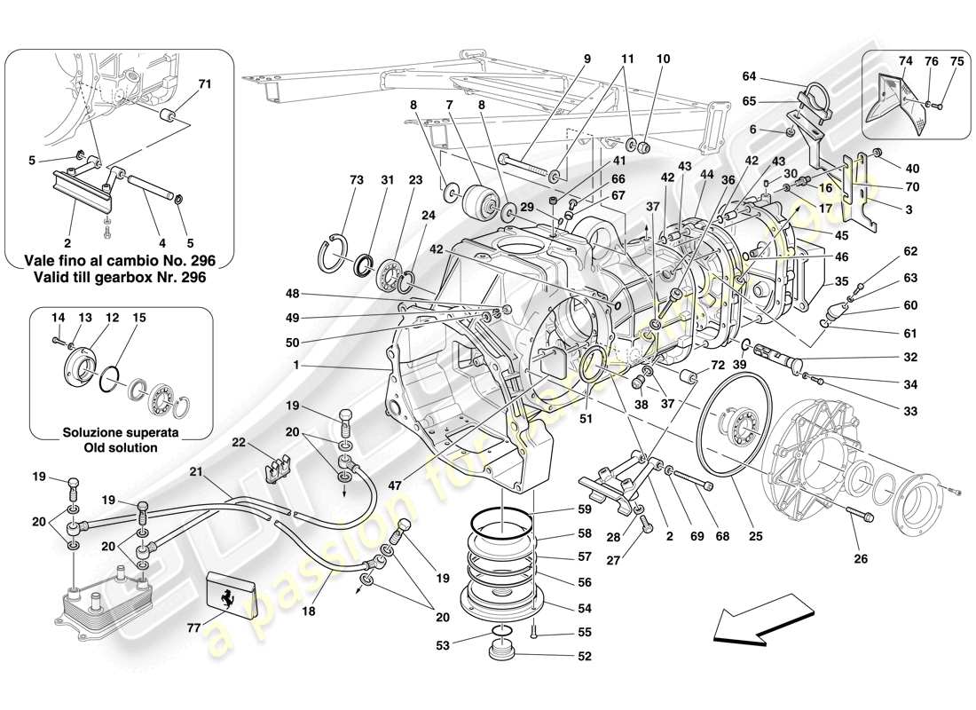 ferrari f430 spider (europe) gearbox - covers part diagram