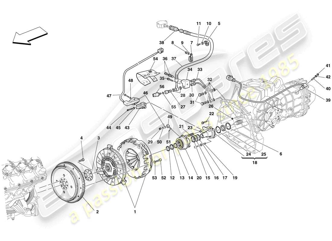ferrari f430 spider (rhd) clutch and controls parts diagram