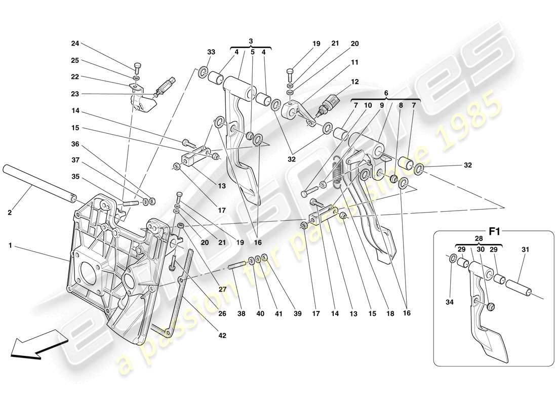 ferrari f430 spider (europe) pedal board parts diagram