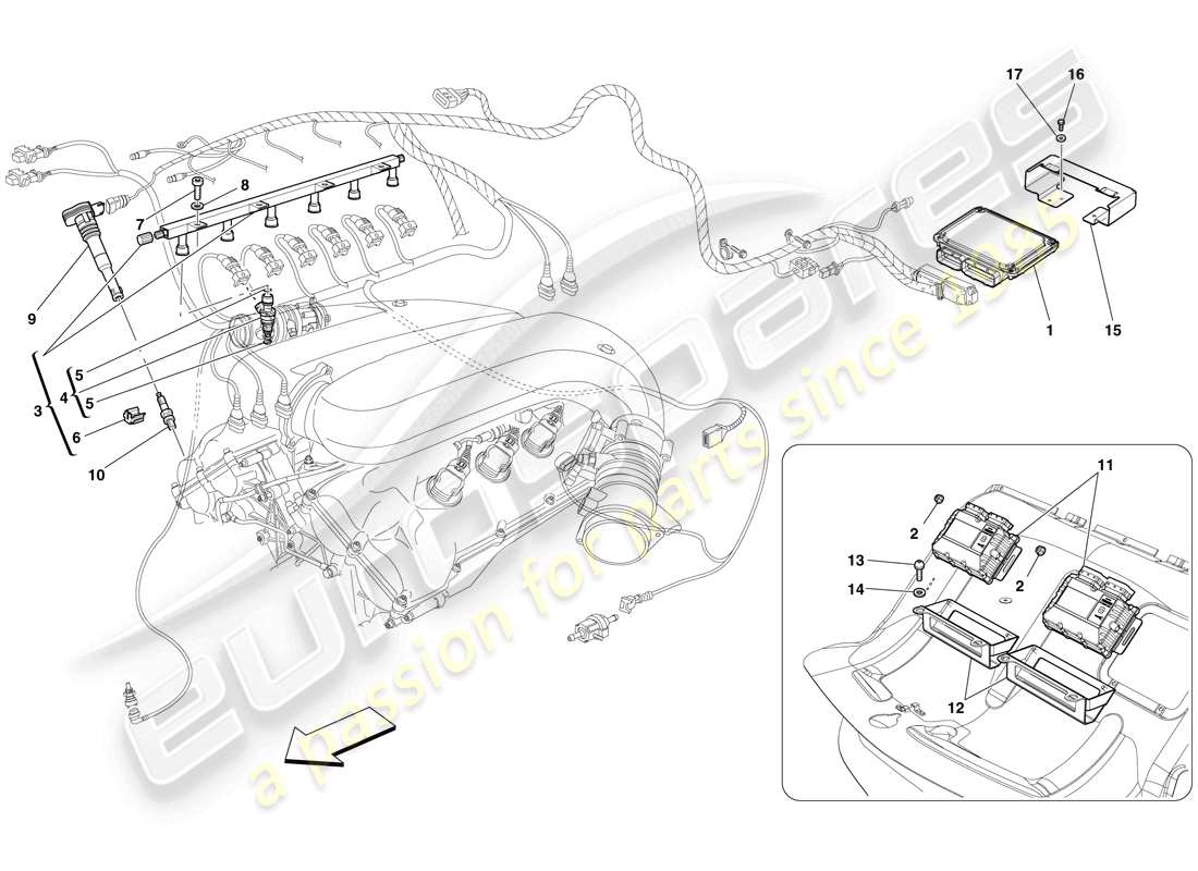 ferrari 599 gto (rhd) injection - ignition system part diagram