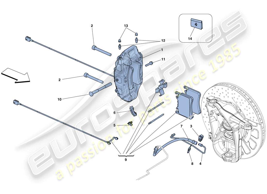 ferrari 458 italia (usa) front brake callipers parts diagram