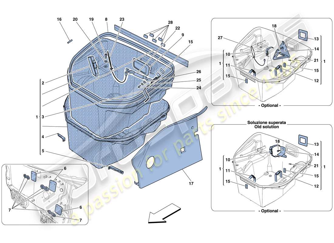 ferrari 458 spider (europe) front compartment trim parts diagram