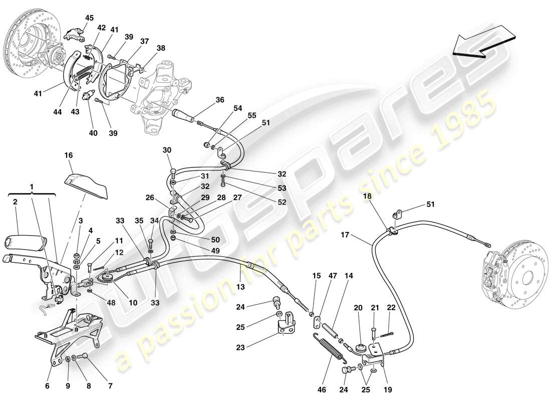 ferrari 612 scaglietti (usa) parking brake control parts diagram