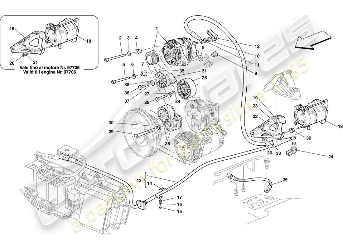 ferrari f430 coupe (usa) alternator - starter motor parts diagram