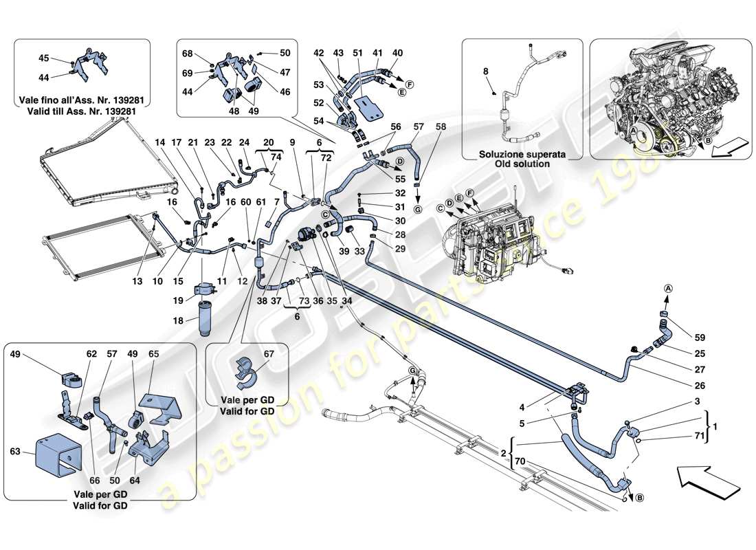 ferrari 488 spider (europe) ac system - water and freon part diagram