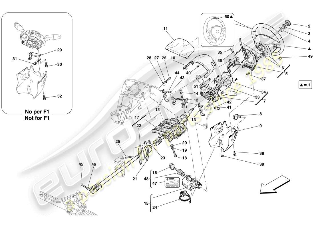 ferrari 599 gtb fiorano (europe) steering control part diagram