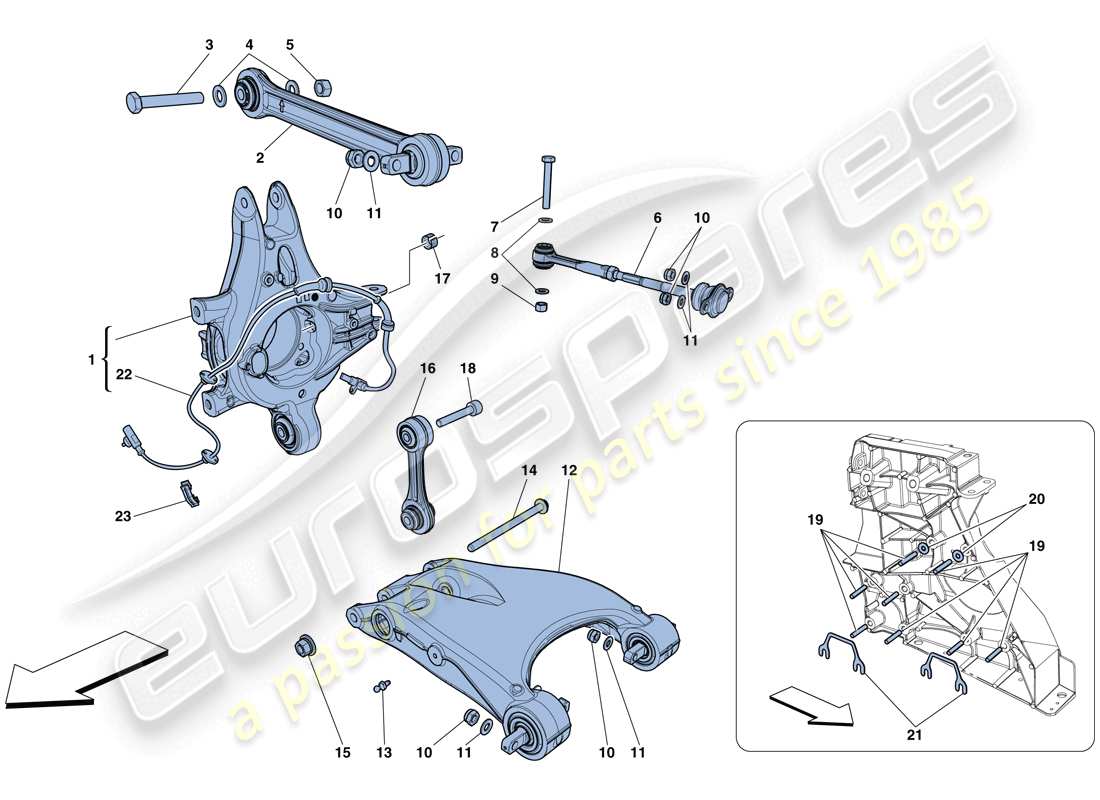 ferrari 458 italia (usa) rear suspension - arms parts diagram