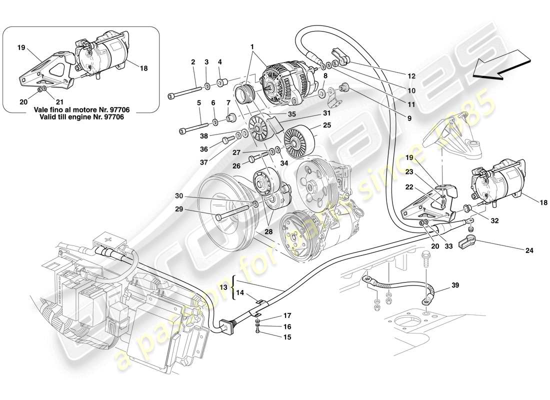 ferrari f430 spider (europe) alternator - starter motor part diagram