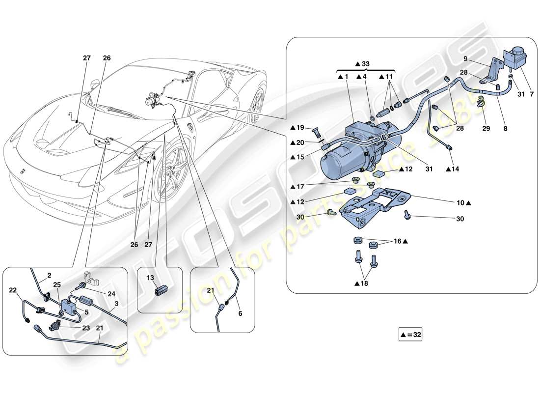 ferrari 458 speciale (usa) vehicle lift system parts diagram