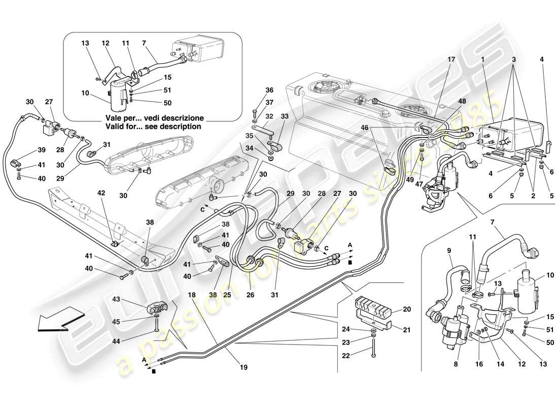 ferrari 612 sessanta (rhd) evaporative emissions control system parts diagram