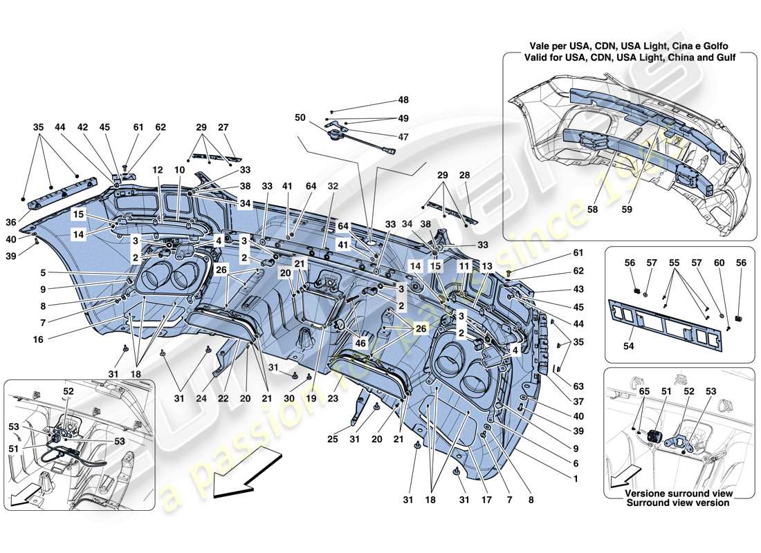 ferrari gtc4 lusso (europe) rear bumper parts diagram