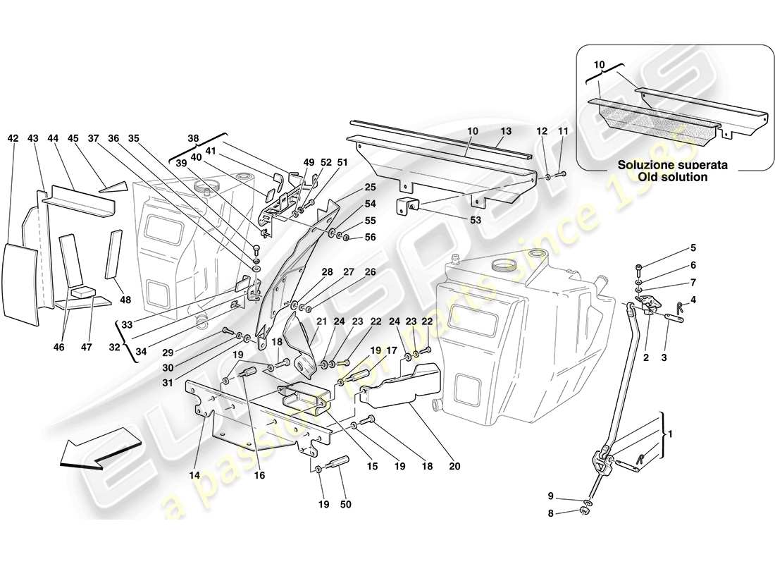 ferrari f430 coupe (europe) fuel tanks - fasteners and guards part diagram