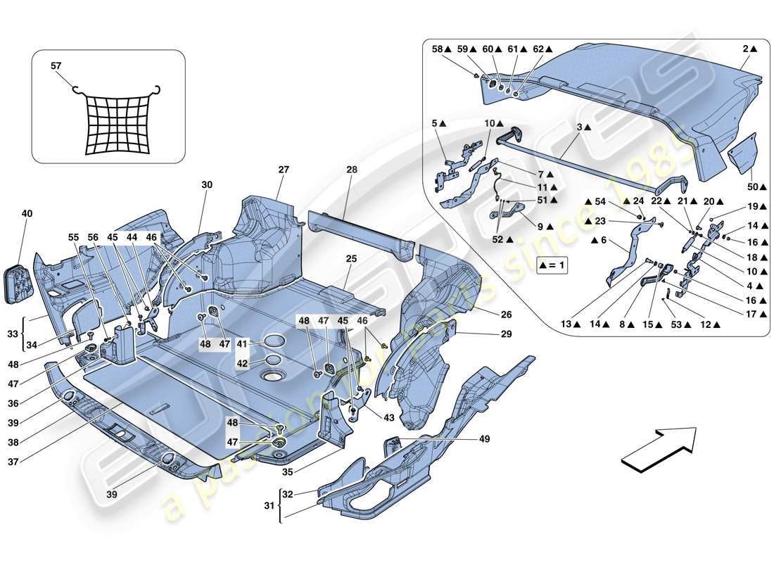 ferrari california t (europe) luggage compartment mats part diagram