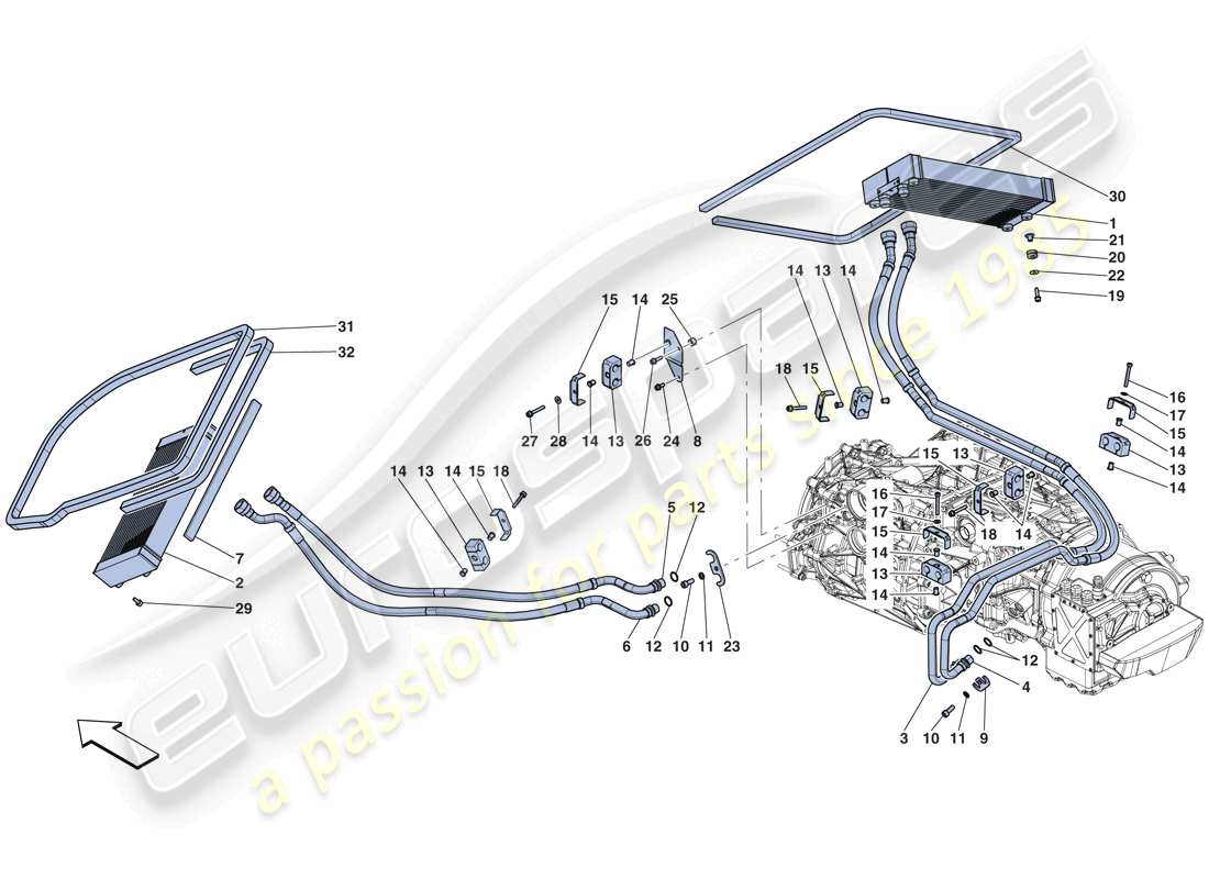 ferrari laferrari aperta (europe) gearbox oil cooling system parts diagram