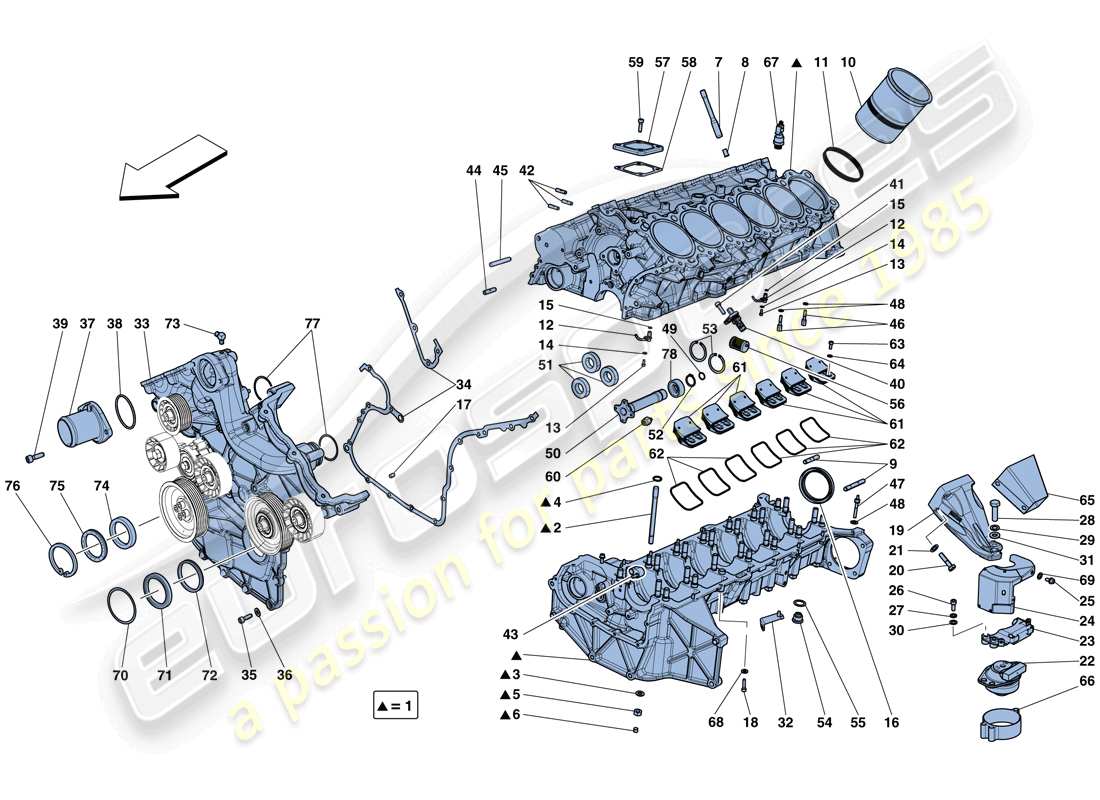 ferrari gtc4 lusso (europe) crankcase parts diagram