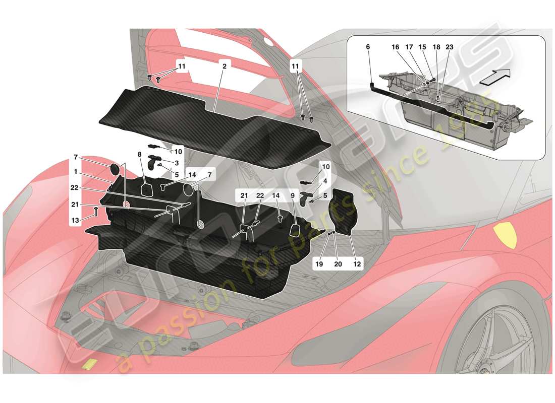 ferrari laferrari (usa) luggage compartment mats part diagram