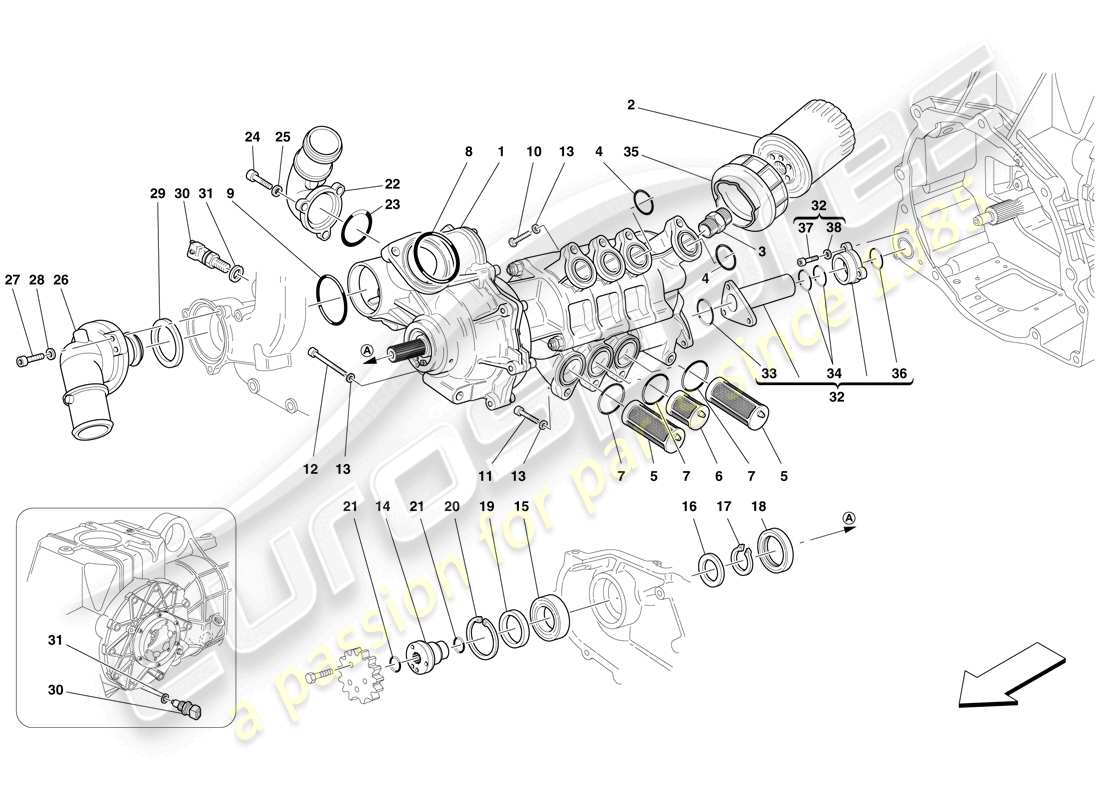 ferrari f430 spider (europe) oil / water pump parts diagram