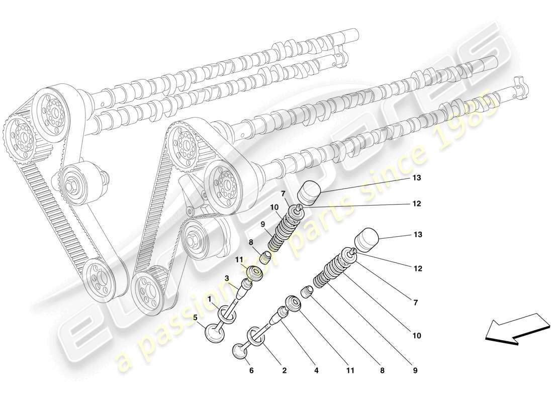 ferrari 612 sessanta (europe) timing - valves parts diagram