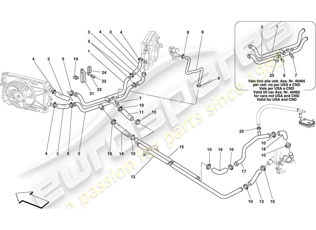 ferrari f430 coupe (europe) cooling system parts diagram
