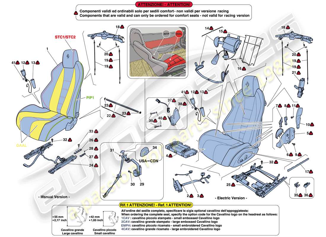 ferrari 458 spider (rhd) seats - seat belts, guides and adjustment parts diagram