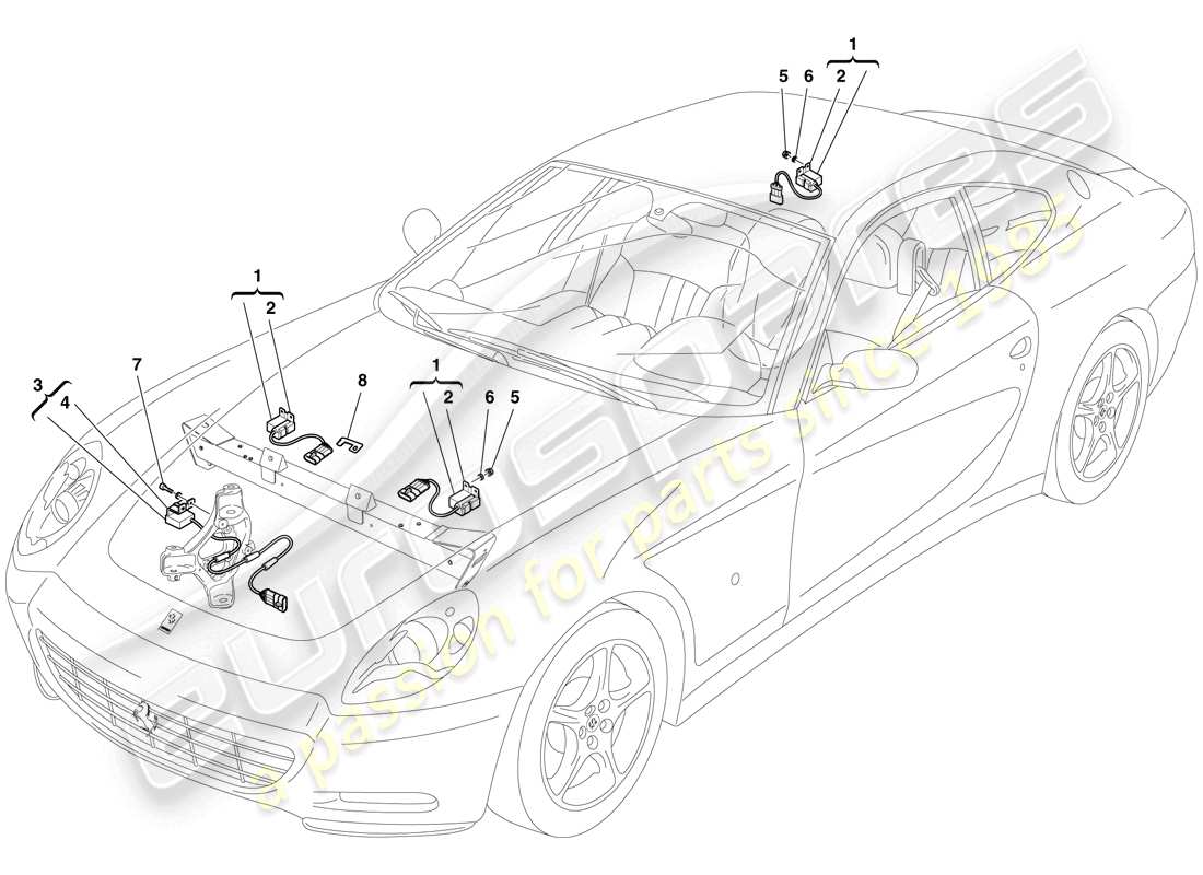 ferrari 612 sessanta (europe) acceleration sensors parts diagram